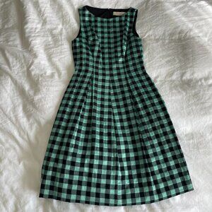 Lela Rose Sleeveless Mint Green Plaid Dress Made in USA